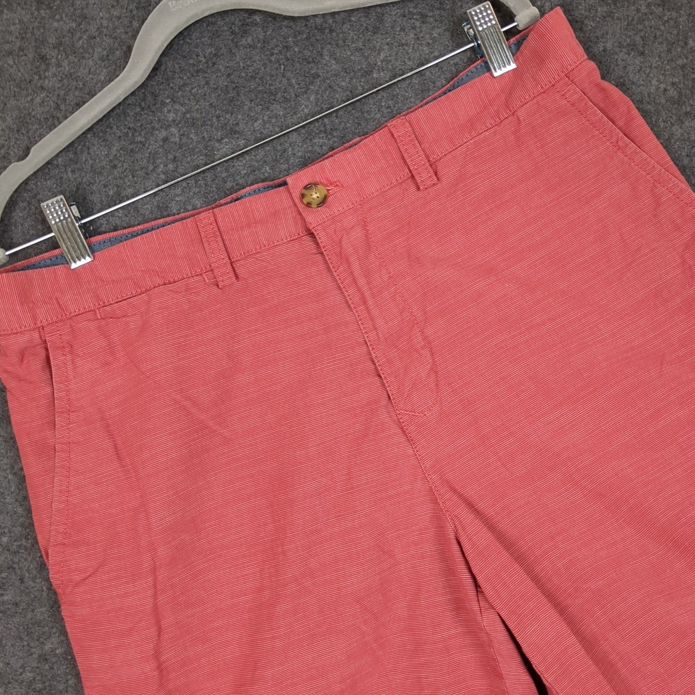 Tommy Hilfiger‎ Mens Chino Shorts Size 34 Coral Red White Micro Striped Casual